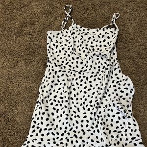White Speckled Ruffle Dress